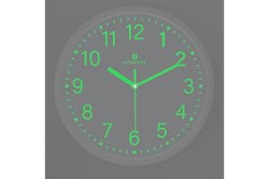 Lafocuse 30 cm świecący w ciemności zegar ścienny biały cichy nietykający, nowoczesna lampka nocna świecące zegary ścienne zasilane bateriami do salonu dekoracja sypialni kuchni biura