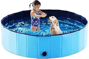 Udream 120cm Foldable Large Dog Pool Pet Bath Tub Paddling Bath Pool Large Bathing Tub for Dogs Cats and Kids
