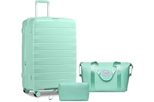 LARVENDER Luggage Sets 3 Piece 28inch with Duffel Bag Hardside PP Carry On Suitcase with 360° Spinner Wheels for Men Women, Blue