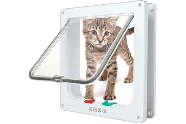 NEWFUN Kattklaff, hundklaff, 4-vägs magnetisk stängning för katter, hundkatt, husdjur, dörrklack, enkel installation med tele