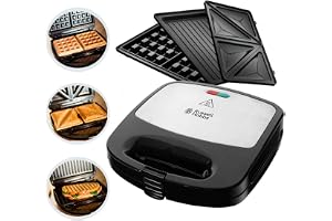 Russell Hobbs elgrill, utbytbara plattor, smörgåsgrill, grill, diskmaskinssäkra plattor, non-stick beläggning, köp extra plattor för CakePop,MiniDonut,Churros 3-i-1 24540-56