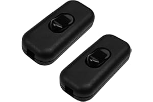 Baxcdyswe 2 Stück Schwarzer Inline Schalter, 250V 6A Zwischenschalter, Wippschalter, Schnurschalter, Kabelschalter für 2-Adrige und 3-Adrige Zuleitungen und Anschlusskabel, für Kleingeräte Oder Lampen