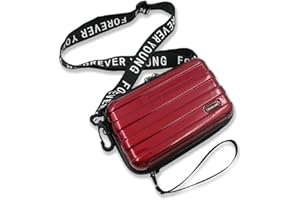 GENÉRICO Bolso móvil de mujer, Bolso Bandolera de plástico resistente, Bolso estilo maleta pequeño, bolso Monedero con ranuras para tarjetas wallet (Granate)