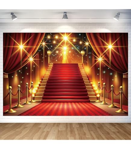 Sensfun Roter Teppich Fotohintergrund – 1,8x2,4 M Vinyl, Für Hollywood-Partys & Studio-Fotos