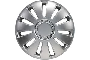 AUTO-STYLE Jeu d'enjoliveurs Silverstone Pro 14-inch argent + anneau chromé