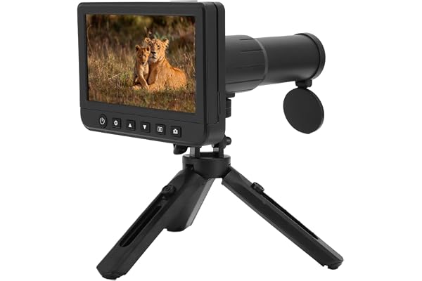 Digital Telescope Camera, 50X Magnification 1080P Video Digital Telescope with Camera, 5-Inch LCD Screen Video Photo Recorder for Outdoors