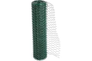 Floralcraft 60cm x 10m PVC Coated Chicken Wire Mesh Roll, 25mm Holes Galvanized Hexagonal Chicken Wire Netting, Rabbit Animal Fence Barrier for DYI Craft Projects, Home Décor and Gardening
