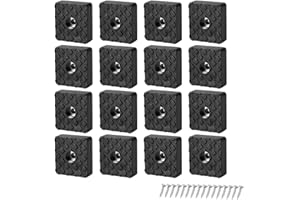 GZGXKJ 16 Pcs Black Square Rubber Chair Leg Floor Protectors Glide Non-Slip Furniture Table Chair feet Floor Protector with Screws(30 * 30 * 10mm)