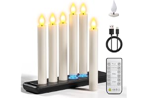 PChero 6-pack uppladdningsbara flamlösa LED avsmalnande ljus med | USB-laddningsbas, 200+ timmars drifttid, elektriska avsmalnande ljus med dimbara för hem middag fest halloween juldekor