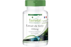 Fairvital | Extrait Varech 100mg avec de l'iode de 150mcg - boite de 8 mois - VEGANs - 250 comprimés - iode naturel
