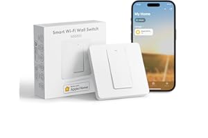 Meross Interruptor de Pared Inteligente WiFi, 1 Vía, 1 Canal, Compatible con Apple HomeKit Siri, Alexa, Google Assistant y SmartThings. 2,4GHz (Se Requiere un Cable Neutral)