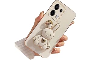 TIVENFEZK Nadoli für Xiaomi Redmi Note 13 Pro 4G Hase Versteckt Ständer Hülle,Karikatur Ultra Dünn Überzug Galvanisierte Herz Ständer Weiche Silikon Kratzfest Handyhülle Schutzhülle