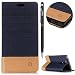 Produktbild WIWJ Schutzhülle für Sony Xperia XA2 Handyhülle Leather Case für Sony Xperia XA2 Hülle[Canvas-Serie Stand holster]Bookstyle Multi-Function Hülle für Sony Xperia XA2-Dunkelblau