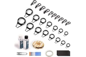 OJYDOIIIY OJY&DOIIIY Fishing Rod Repair Kit, All-in-One Supplies for Fishing Pole Eyelets Replacement with Rod Guides,Epoxy Glue,Wrapping Thread and Tape