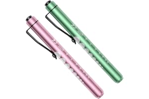 Pen Torch, RISEMART 2PCS Pen Light LED Pupil Gauge Pen Torches for Nurses Doctors Paramedic EMT Emergency Penlight Flashlight with Pocket Clip (Rose Pink and Green)