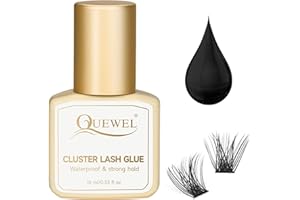 ‎QUEWEL QUEWEL Wimperncluster Kleber 10ml, Schwarzer Cluster Lashes Kleber für DIY Wimpernverlängerungen, Langanhaltender Wimpernkleber für Cluster Lashes, Wasserfest & Keine Reizung(Schwarz, 10ml)