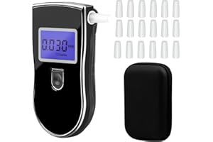 LUCKYKODOR Profesional Alcoholímetro,Probador de Alcohol，LCD Alcoholímetro con Pantalla,20 Boquillas,para Uso Personal y Prof