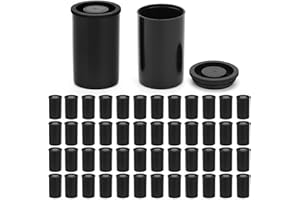 QWORK® 25 Pcs Film Canisters with Lids, Plastic Camera Reel Containers, for Scientific Activity Small Accessories, Black