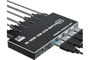 Conmutador KVM HDMI 2.1 2 puertos 4K 120Hz, BolAAzuL 8K HDMI 2.1 Conmutador KVM, USB 3.0 Conmutador KVM HDMI para Nvidia AMD Xbox Series X S PS5/4 pro