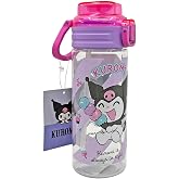 Wiggle 500ml Kuromi Temalı Lisanslı Yumuşak Silikon Pipetli Kulplu Kilitlenebilir Su Matarası (Mor-Pembe)