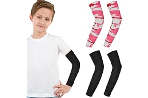 LUYANFX Volleyball Manchon Bras Enfants Basketball Manchettes Bras pour Enfants 2 Paires de Manchettes de Bras Taille L, Protection Solaire pour Course, Vélo, Skateboard