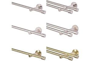 MDEKOR Gardinenstange gold 200 cm lang 1 läufig Gardinenstangenset aus Metall Antik-Gold Gardinenstangen Wandbefestigung