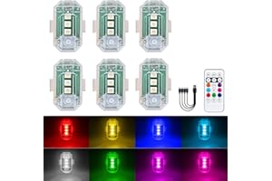 MINSEZHI LED Aircraft Strobe Lights,LED Drone Light,8 Colors USB Anti Collision Light,Rechargable Led Flash,for Drone Night Flying,Fits for DJI Mini 4 Pro,Avata 2,Mini 4k and All RC Drones Accessory.(6PCS)