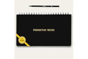 Scribbles That Matter Planer tygodniowy 2024 spiralny (niedatowany) + bezpłatny długopis, Twój codzienny tygodniowy miesięczny planer produktywności z trackerem nawyków do pracy biurowej, 55 tygodni