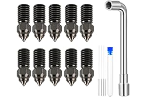 HzdaDeve 10PCS Thread Hardened Nozzles 0.4MM Stainless Steel Nozzles 5PCS Nozzle Cleaning Needles Wrench for Elegoo Neptune 4/Neptune 4 Pro 3D Replacement