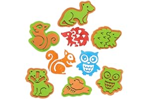 Baker Ross AX198 Woodland Animal Foam Stampers - Pack of 10, Stamp Set for Children, Ideal for Kids Arts and Crafts Projects