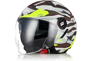 ORIGINE Casco Jet Moto Casco Aperto Scooter con Doppia Visiera Omologato ECE2206