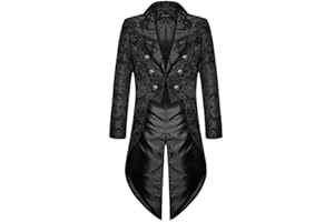 CAMDOM Mens Gothic Medieval Tailcoat Jacket Steampunk Frock Coat Uniform Halloween Costume