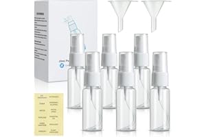 LSAIFATER 6 bottiglie spray da 20 ml, piccole bottiglie vuote da viaggio, con spray, ricaricabili, per olio da cucina, con 2 imbuti e 12 etichette