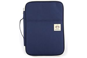 JAKAGO A4 Document Case,Multi-Pocket Portfolio Folder,A4 Zip Portfolio,Professional Document Holder Suitable for Office,Business Trip,Travel,Conference,Interview,Holiday（Blue）