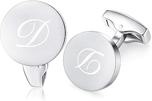 HONEY BEAR Gemelli Uomo con Iniziali Alfabeto Lettera per Camicia per Matrimonio Commercio Regalo,Argento
