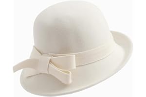 MESU Chapeau Cloche en Feutre Vintage pour Femme Style Années 1920 avec Bords Courbés