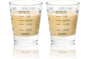 GLASKEY Shotglas Mätkopp Set med 2,30 ml Mätkopp med 4 Sorters Skala(OZ/ML/TSP/TBSP),Diskmaskinssäkra,Tillverkade av Borosilikatglas, Shotglas med Skala för Cocktails, Kaffe, Mjölk(Svart)