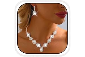 Fashband Set di gioielli con strass in argento da sposa collana di orecchini per feste e balli per le donne