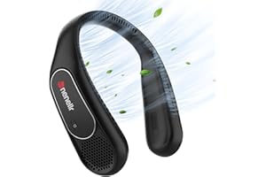 Dnenellr Nackenventilator, Ventilator Hals Tragbare mit 3 Turbo 6000 mAh, Hals Ventilator 360°Cooling Luftstrom Hände frei Persönlicher Ventilator, USB Ventilator für Männer Frauen Kinder (Schwarz)