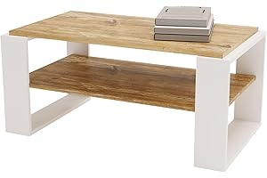 ‎CRAFTPAK CraftPAK Wohnzimmer Tisch für Couch aus hochwertigem Holz, Stabiler & moderner Couchtisch mit zusätzlicher Ablagefläche, Model Kaja 96, Farbe Weiß