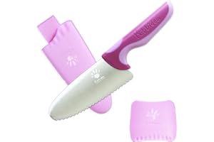 Kibbidea 2 Pièces Kit Couteau Enfant, Couteau Cuisine Enfant, Acier Inoxydable, Couteau Enfant 3 ans, Bords Ronds Lame, Dentelée, Couteau pour Enfant