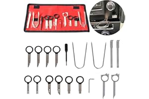 Xrten 20 Pezzi Chiavi Smontaggio Autoradio,Kit Utensile di Smontaggio Rimozione Installazione Auto Motocicletta