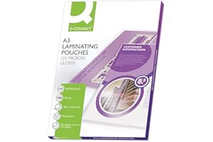 Q-Connect 44015 Pochette Plastification Économique Plastification Chaud Format A3 125 Microns Lot de 100 Assorties