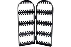 KYSUN 2 Doors Foldable Earrings Display Stand Necklace Earring Ear Studs Jewelry Show Display Rack Stand Organizer Holder Showcase for Earrings Bracelets Necklaces (Black)