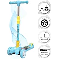 R for Rabbit Road Runner Scooter for Kids of 3 to 14 Years Age 3 Adjustable Height, Foldable, LED PU Wheels & Weight Capacity 75 kgs Kick Scooter with Brakes(Blue)