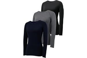 YUSHOW 3-pack dam kompressionströja långärmad funktionell skjorta sportskjorta fitness skjorta löpskjorta andas jogging gym löpning