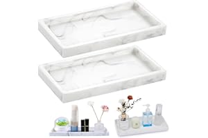 XINSUO 2 sztuki taca łazienkowa, dekoracyjna taca do łazienki, silikonowa taca łazienkowa (biały marmur, 20L*10W*2H cm)