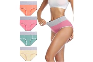 wirarpa Underwear Women High Waist Cotton Knickers Ladies Panties Full Coverage Briefs Underpants Plus Size Multipack
