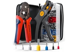 BAURIX® Szczypce Zaciskowe Sechskant z 2000 Tulejkami Kablowymi i Ściągaczem Izolacji, Praska do Tulejek 0,25-6mm², Crimping Tool, Narzędzie Elektryka
