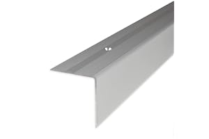 PROVISTON | Nez de marche | Alu anodisé | Couleur Argent | Largeur 40 mm | Hauteur 42 mm | Longueur 1000 mm | Nez de marche à visser | Nez de marche escalier | Cornière alu | 1 pièce